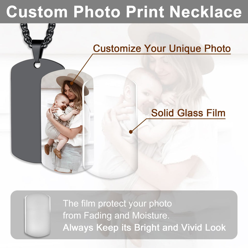 Personalized Photo Dog Tag Pendant Picture Necklace for