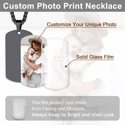 Personalized Photo Dog Tag Pendant Picture Necklace for