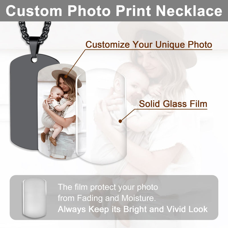 Personalized Photo Dog Tag Pendant Picture Necklace for