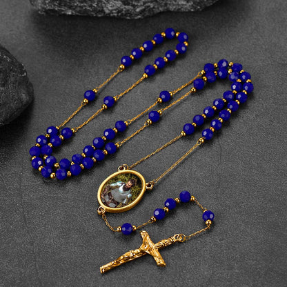 Personalized Photo Rosary Beads Cross Necklace With Picture for