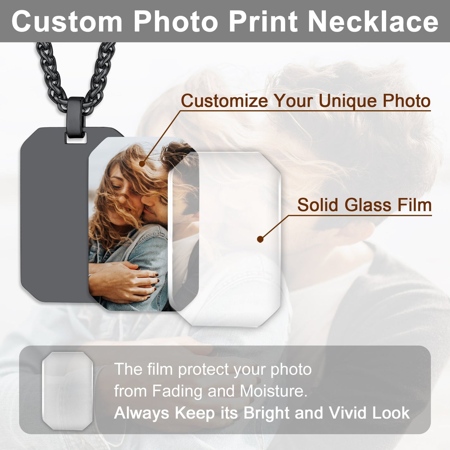 Customized Memory Picture Photo Dog Tag Necklace for