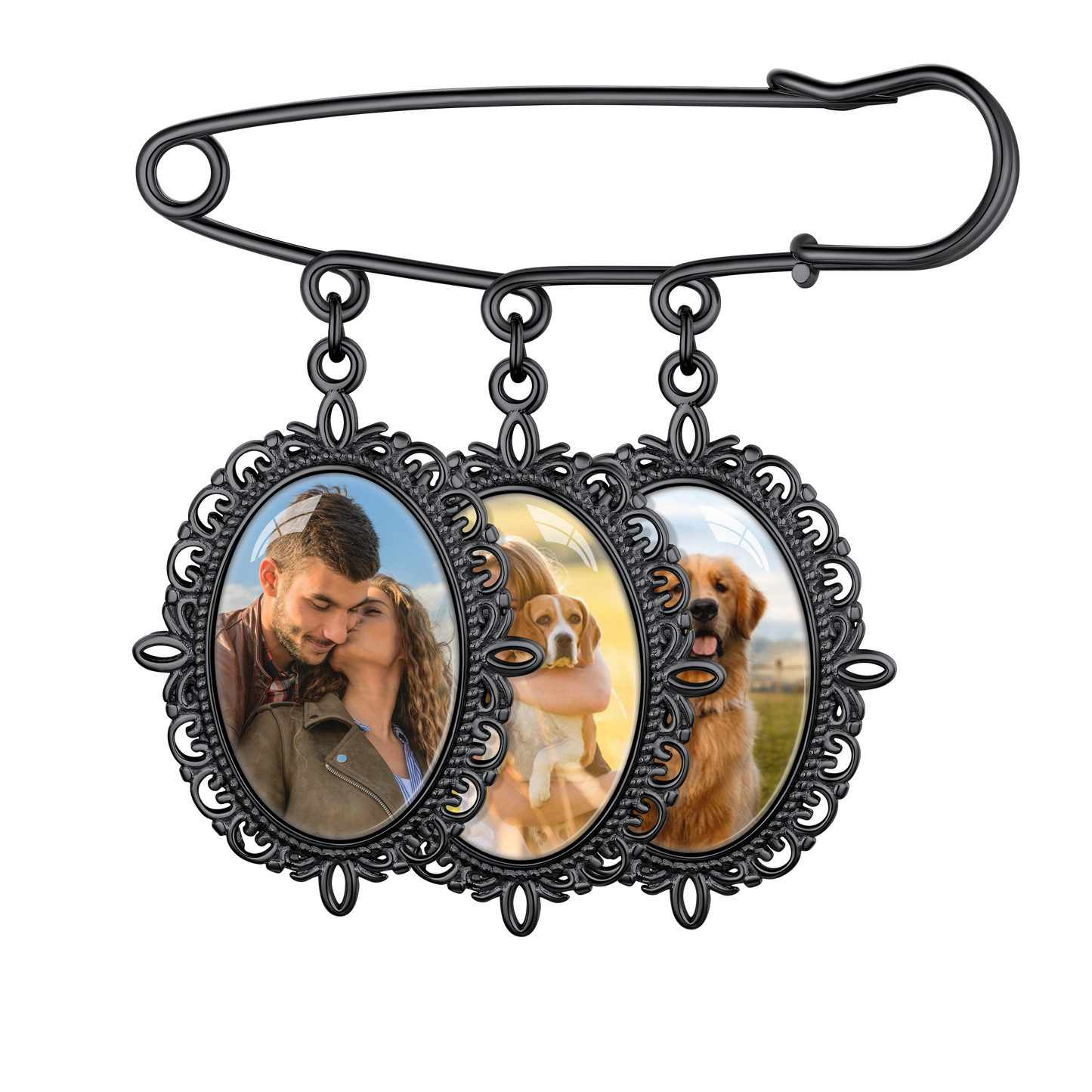 Customized Memorial Photo Charm Boutonniere Pins for Wedding