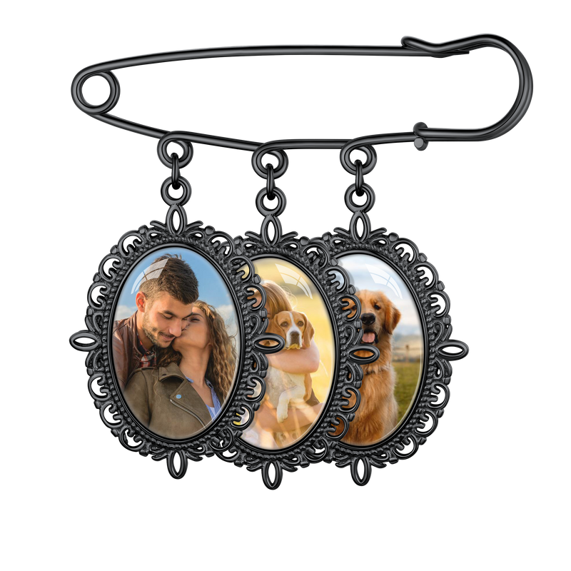 Customized Memorial Photo Charm Boutonniere Pins for Wedding