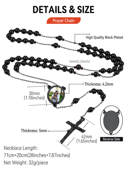 Personalized Picure Rosary Beads Pearl Chain Necklace for