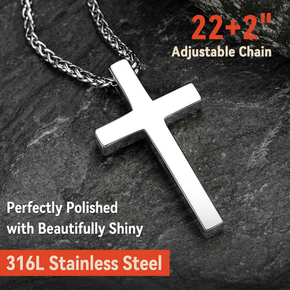 Christian Engraved Plain Cross Necklace Pendant for