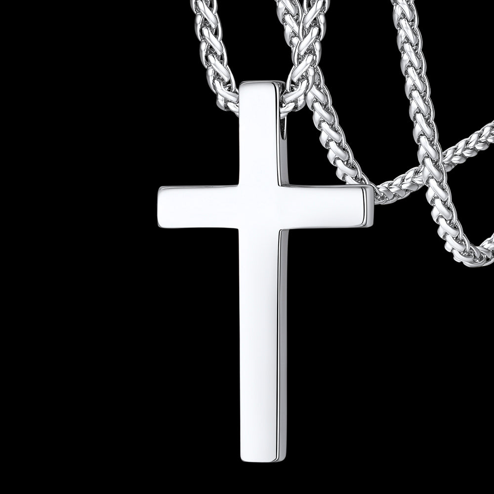 Christian Black Enamel Cross Necklace for