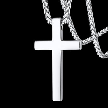 Christian Engraved Plain Cross Necklace Pendant for
