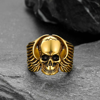 Gothic Cool Wings Skull Stainless Steel Ring for