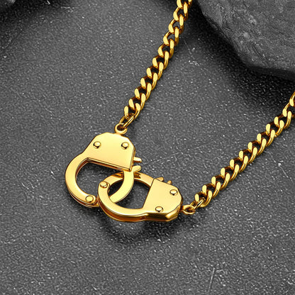 Punk Handcuff Necklace for , Partners in Crime Cuban Link Chain