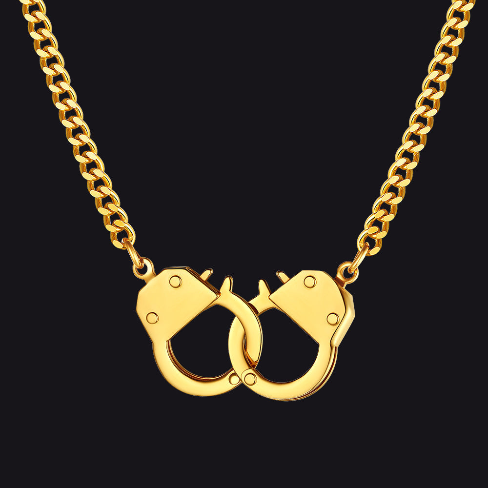 Punk Handcuff Necklace for , Partners in Crime Cuban Link Chain