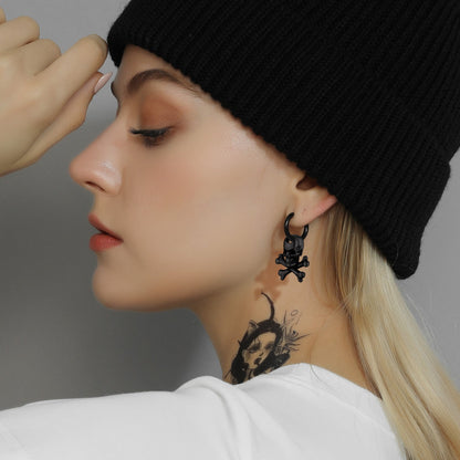 Punk Skull Crossbone Hoop Earrings Gift for