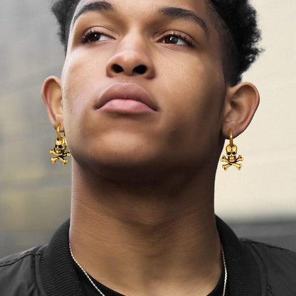 Punk Skull Crossbone Hoop Earrings Gift for