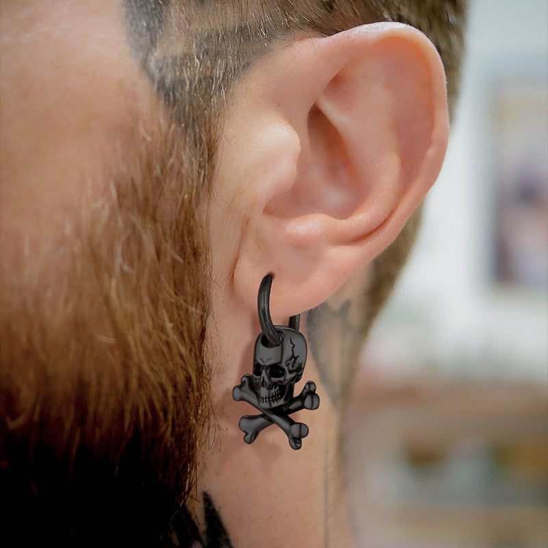 Punk Skull Crossbone Hoop Earrings Gift for