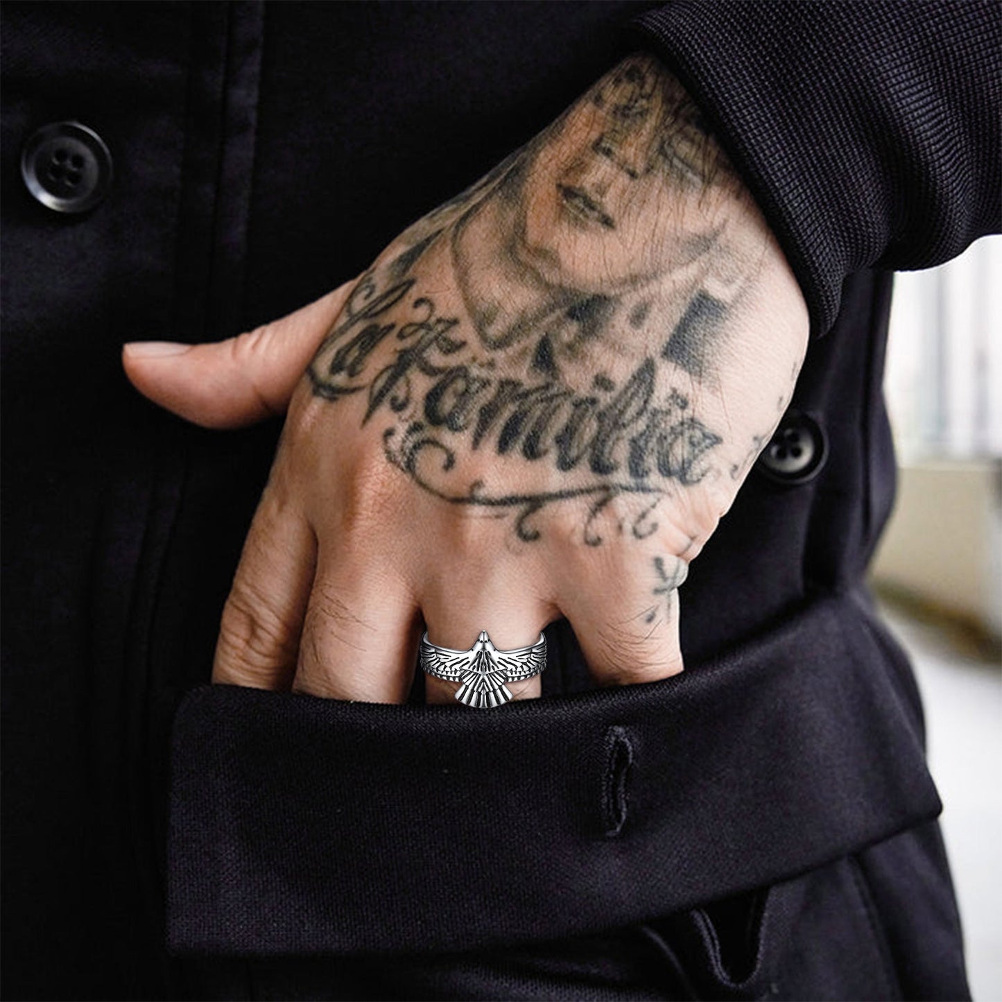 Faithheart Punk Hawk Open Adjustable Ring for