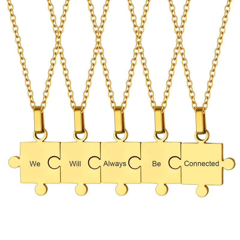 Custom Puzzle Piece Matching Pendant Necklaces Set for Family Best Friends