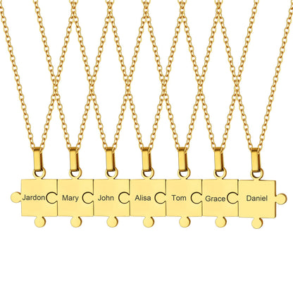 Custom Puzzle Piece Matching Pendant Necklaces Set for Family Best Friends