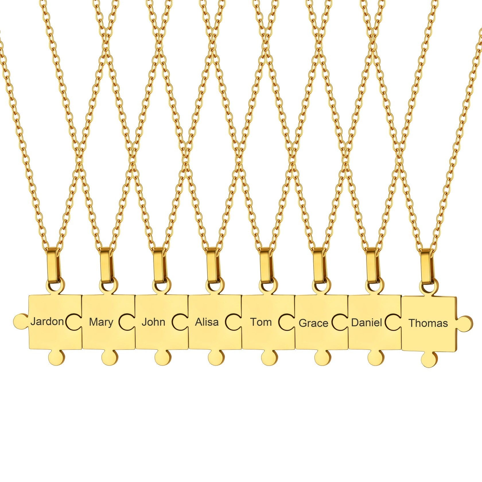 Custom Puzzle Piece Matching Pendant Necklaces Set for Family Best Friends