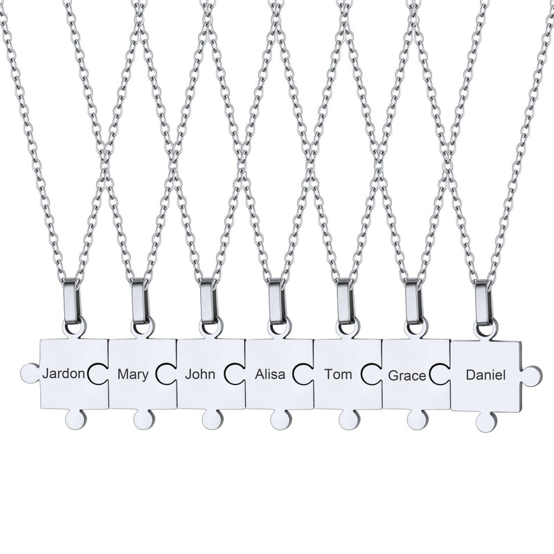 Custom Puzzle Piece Matching Pendant Necklaces Set for Family Best Friends