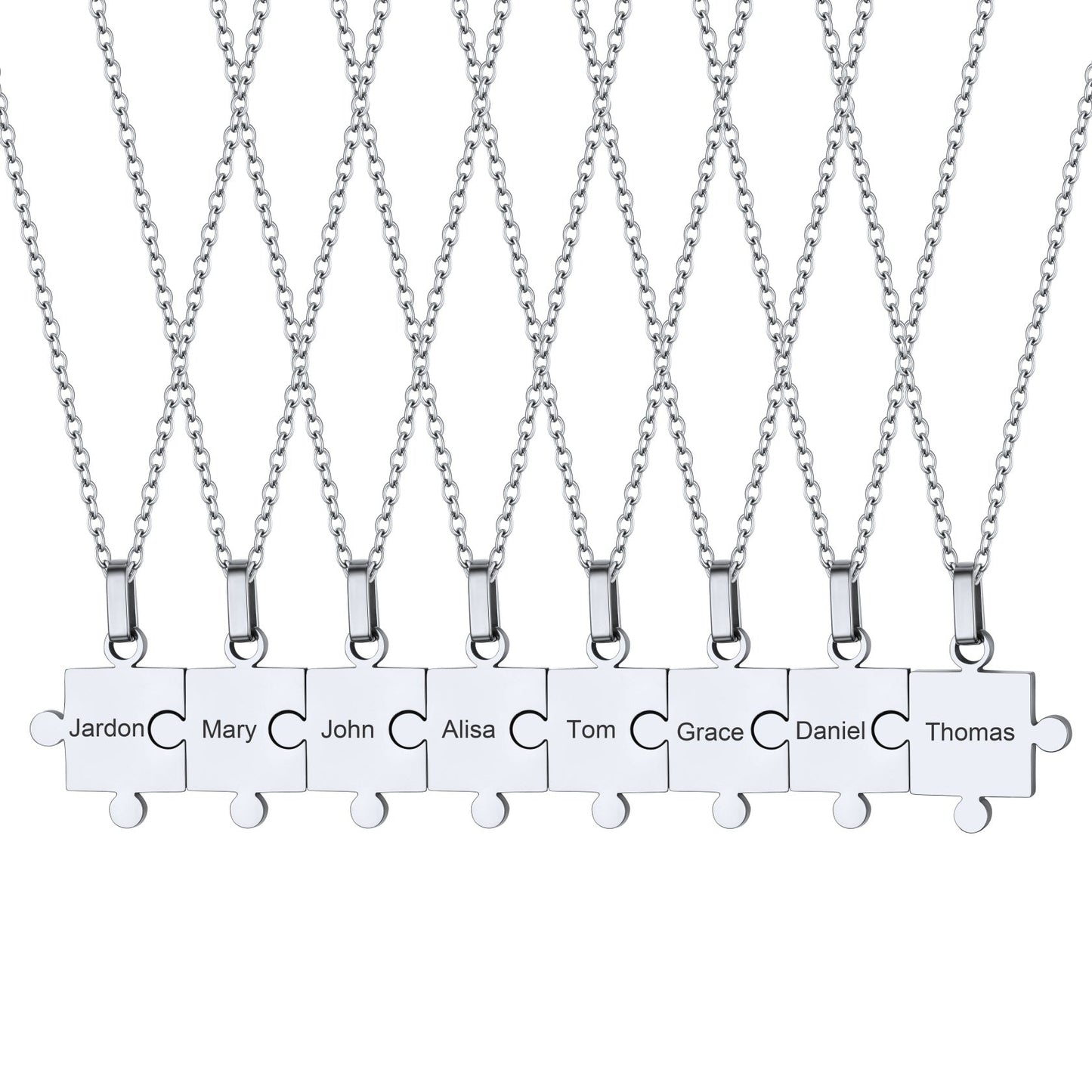 Custom Puzzle Piece Matching Pendant Necklaces Set for Family Best Friends