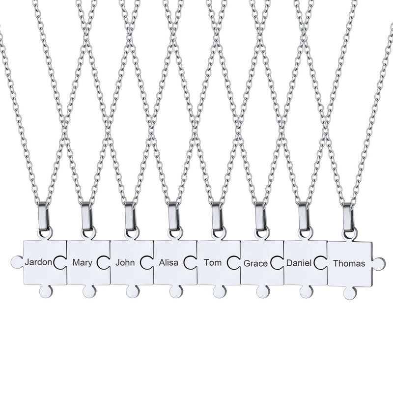 Custom Puzzle Piece Matching Pendant Necklaces Set for Family Best Friends