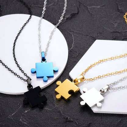 Custom Puzzle Piece Matching Pendant Necklaces Set for Family Best Friends