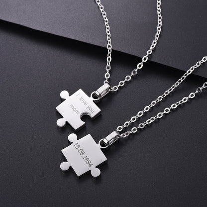 Custom Puzzle Piece Matching Pendant Necklaces Set for Family Best Friends