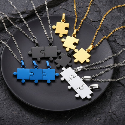 Custom Puzzle Piece Matching Pendant Necklaces Set for Family Best Friends