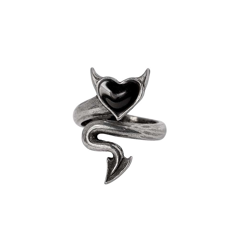 Devil Black Heart Ring by Alchemy Gothic
