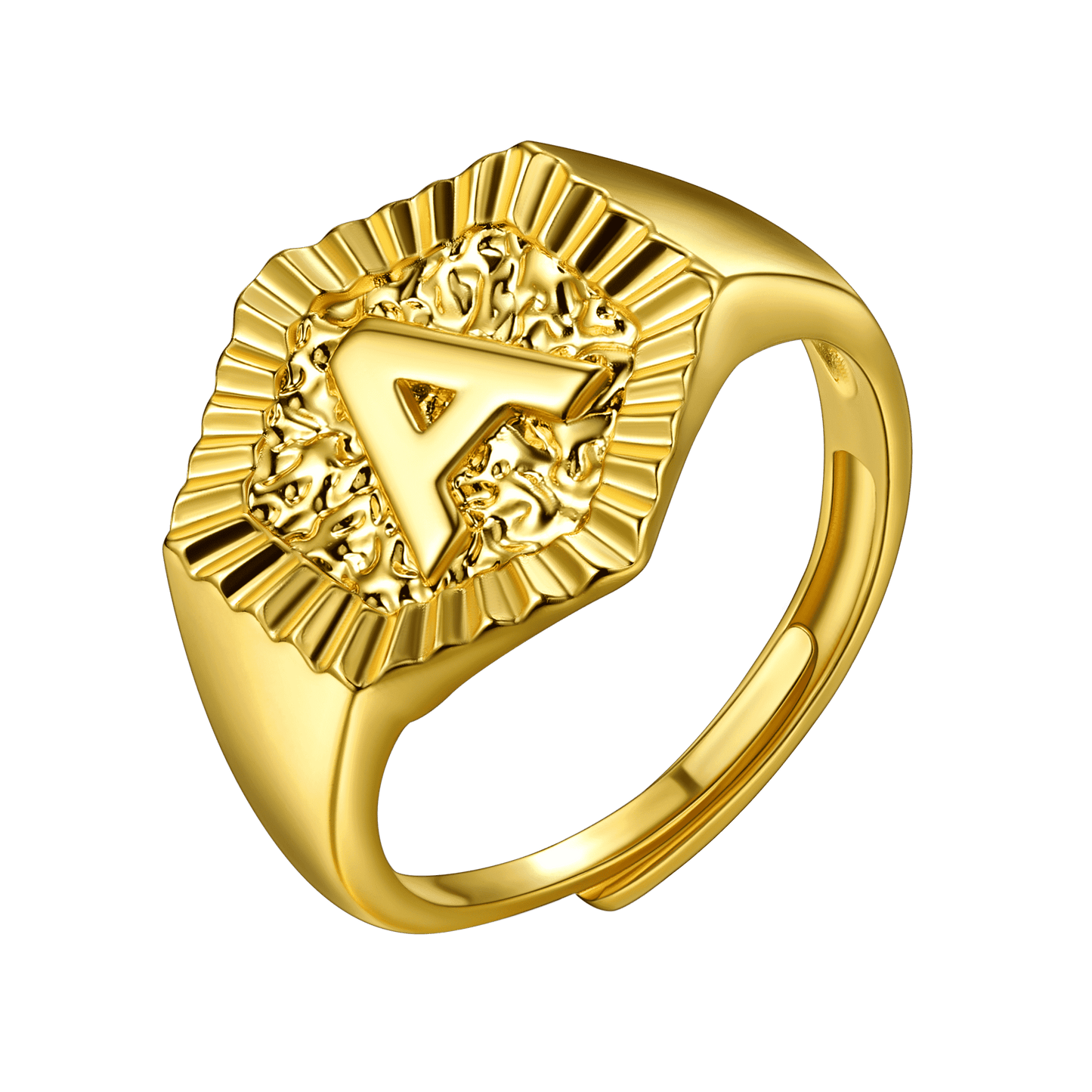 Faithheart Initial Signet Ring for Wedding Band