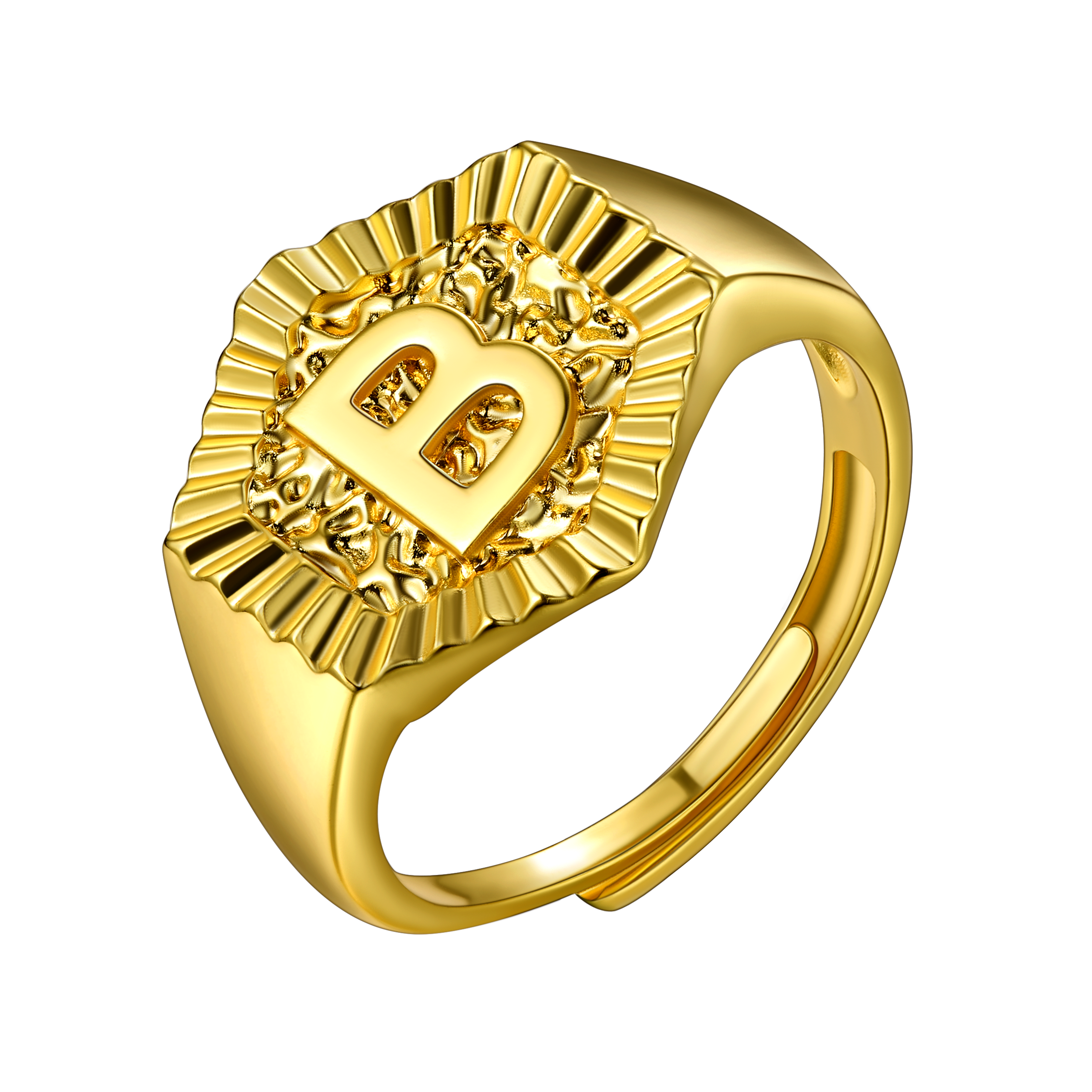Faithheart Initial Signet Ring for Wedding Band