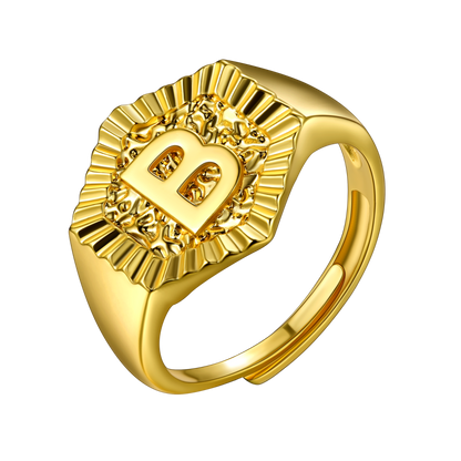 Faithheart Initial Signet Ring for Wedding Band