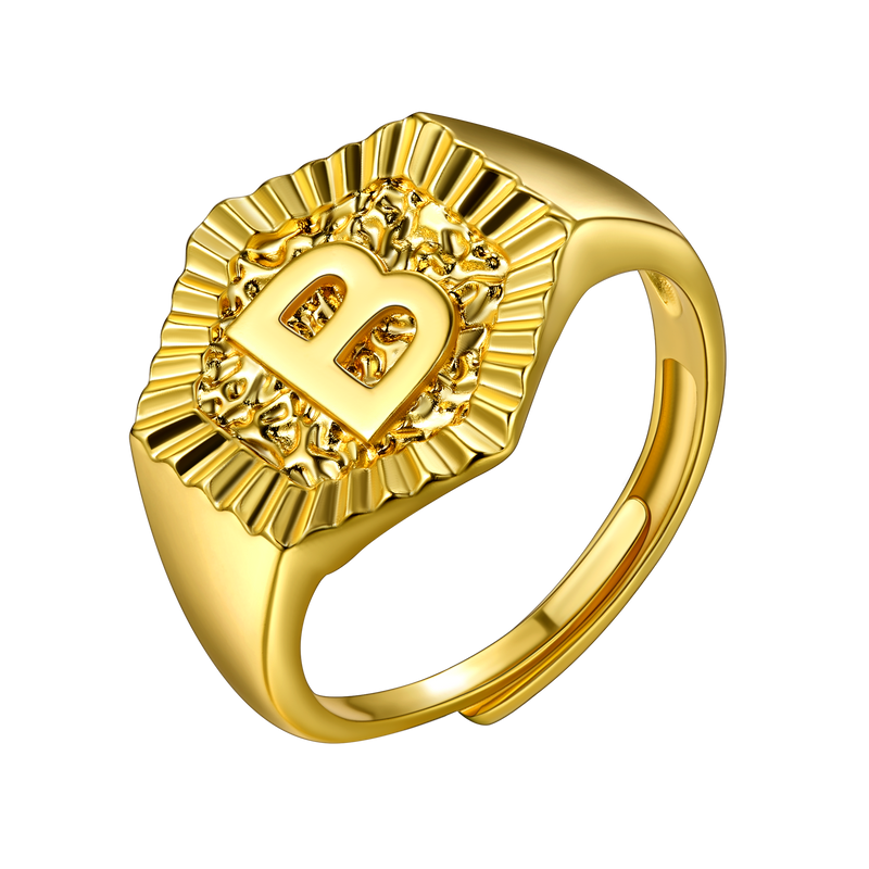 Faithheart Initial Signet Ring for Wedding Band