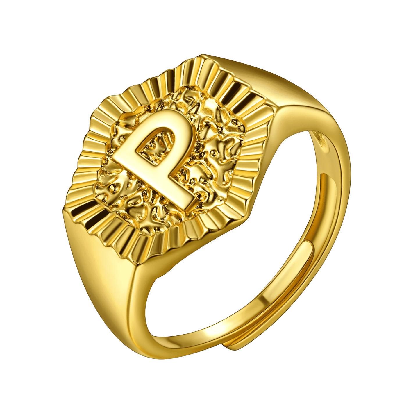 Faithheart Initial Signet Ring for Wedding Band