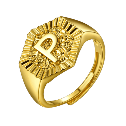 Faithheart Initial Signet Ring for Wedding Band
