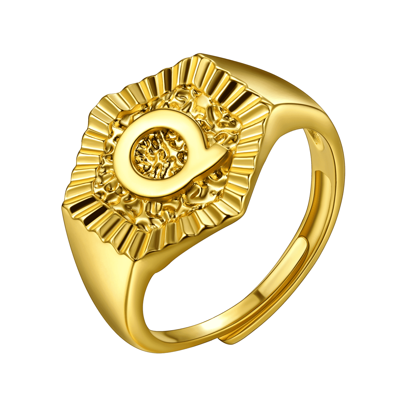 Faithheart Initial Signet Ring for Wedding Band