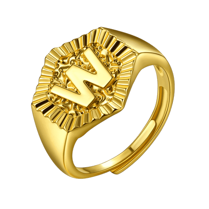 Faithheart Initial Signet Ring for Wedding Band