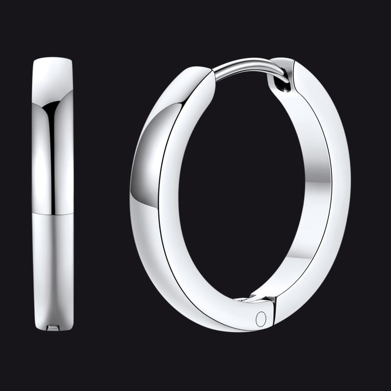 Classic Stainless Steel Huggie Hoop Earrings for