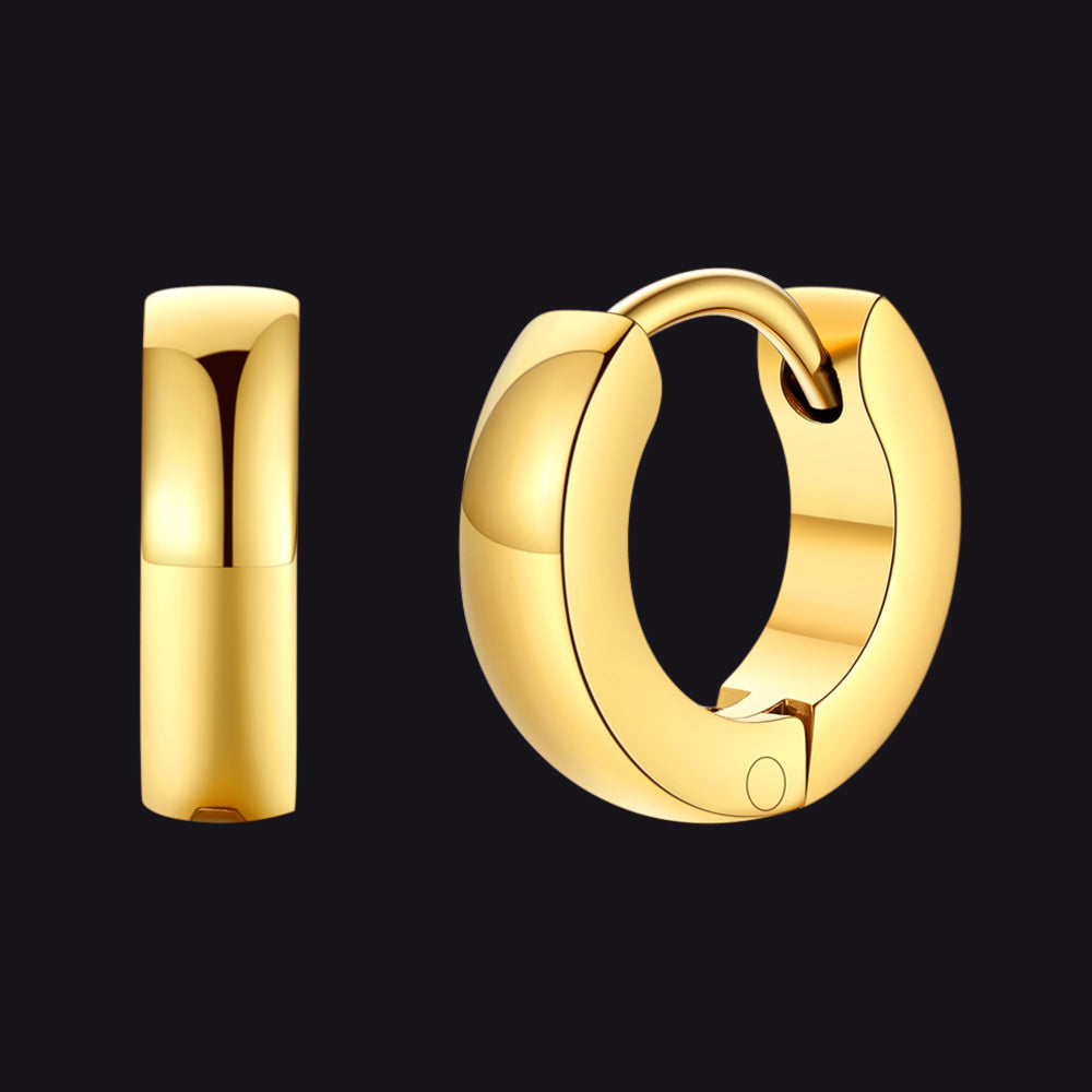 Classic Stainless Steel Huggie Hoop Earrings for