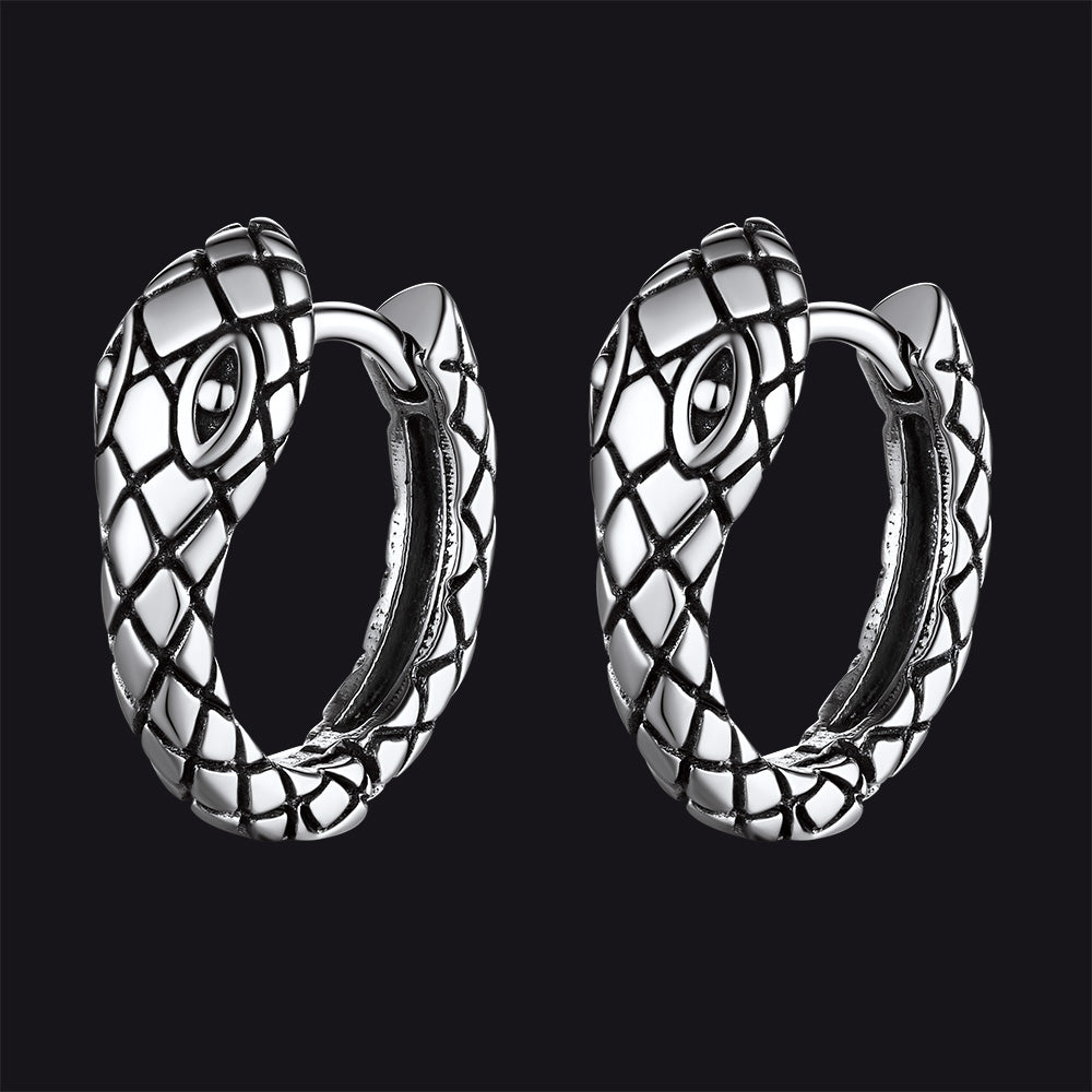 Gothic Snake Huggie Hoop Earrings for