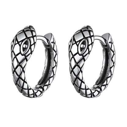 Gothic Snake Huggie Hoop Earrings for