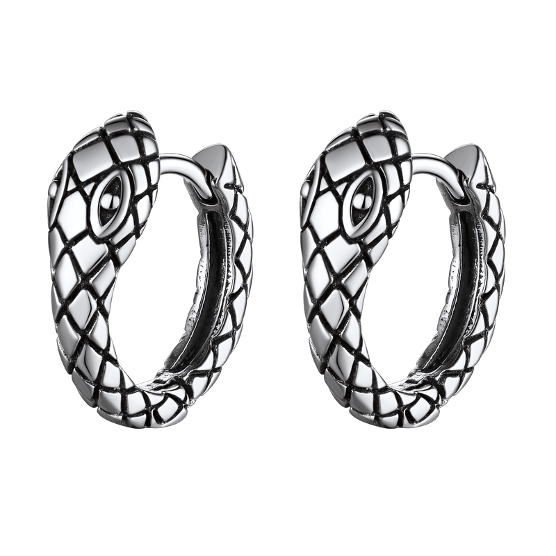 Gothic Snake Huggie Hoop Earrings for