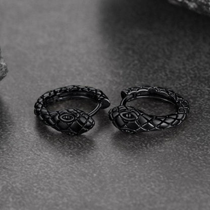 Gothic Snake Huggie Hoop Earrings for