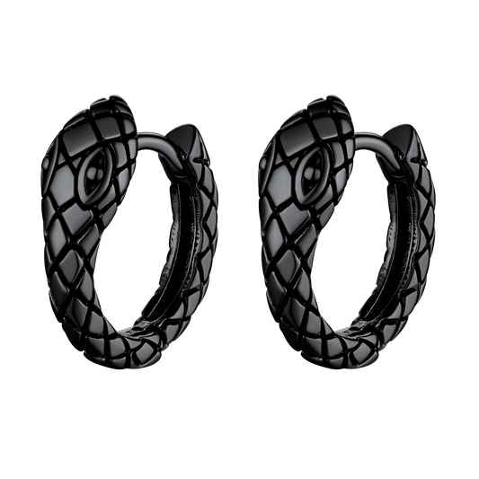 Gothic Snake Huggie Hoop Earrings for