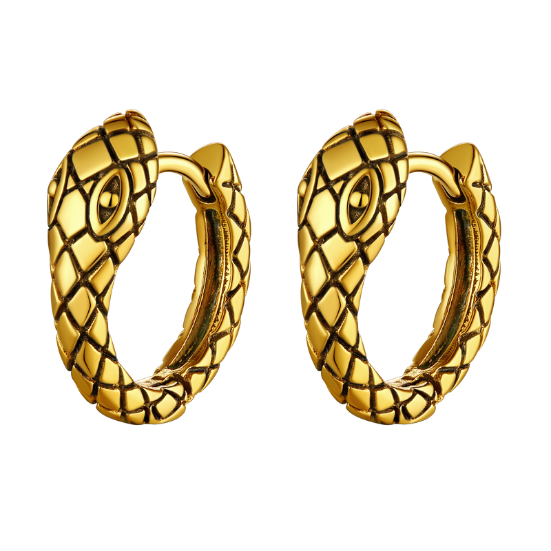 Gothic Snake Huggie Hoop Earrings for