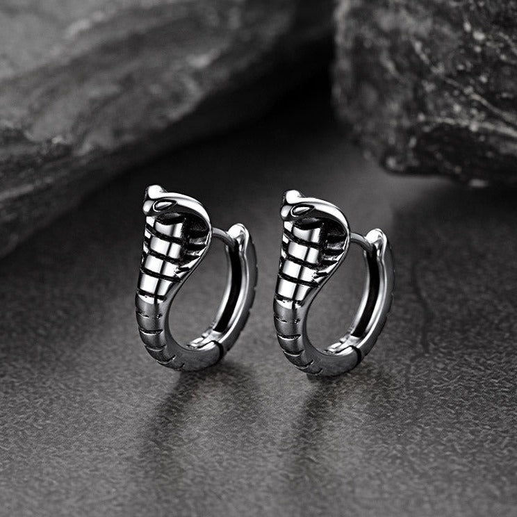Gothic Punk Snake Hoop Earrings for