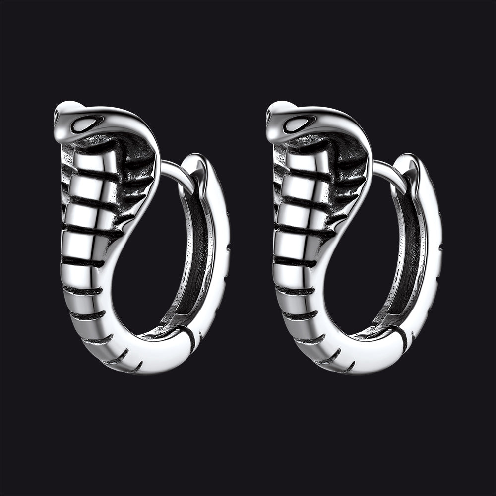 Gothic Punk Snake Hoop Earrings for