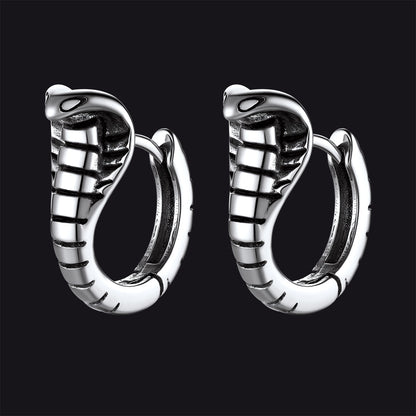 Gothic Punk Snake Hoop Earrings for