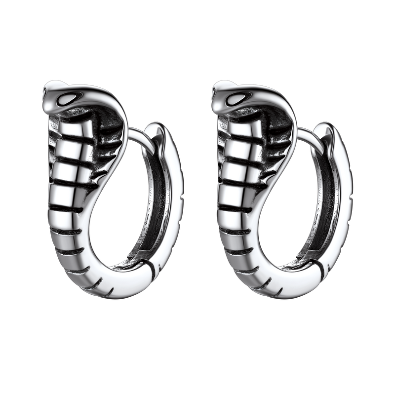 Gothic Punk Snake Hoop Earrings for