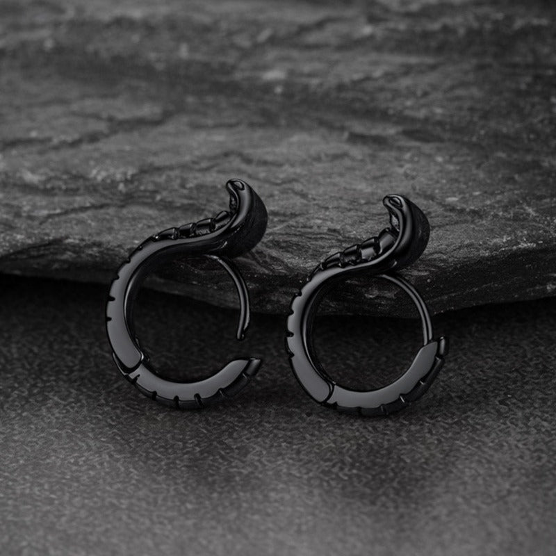 Gothic Punk Snake Hoop Earrings for