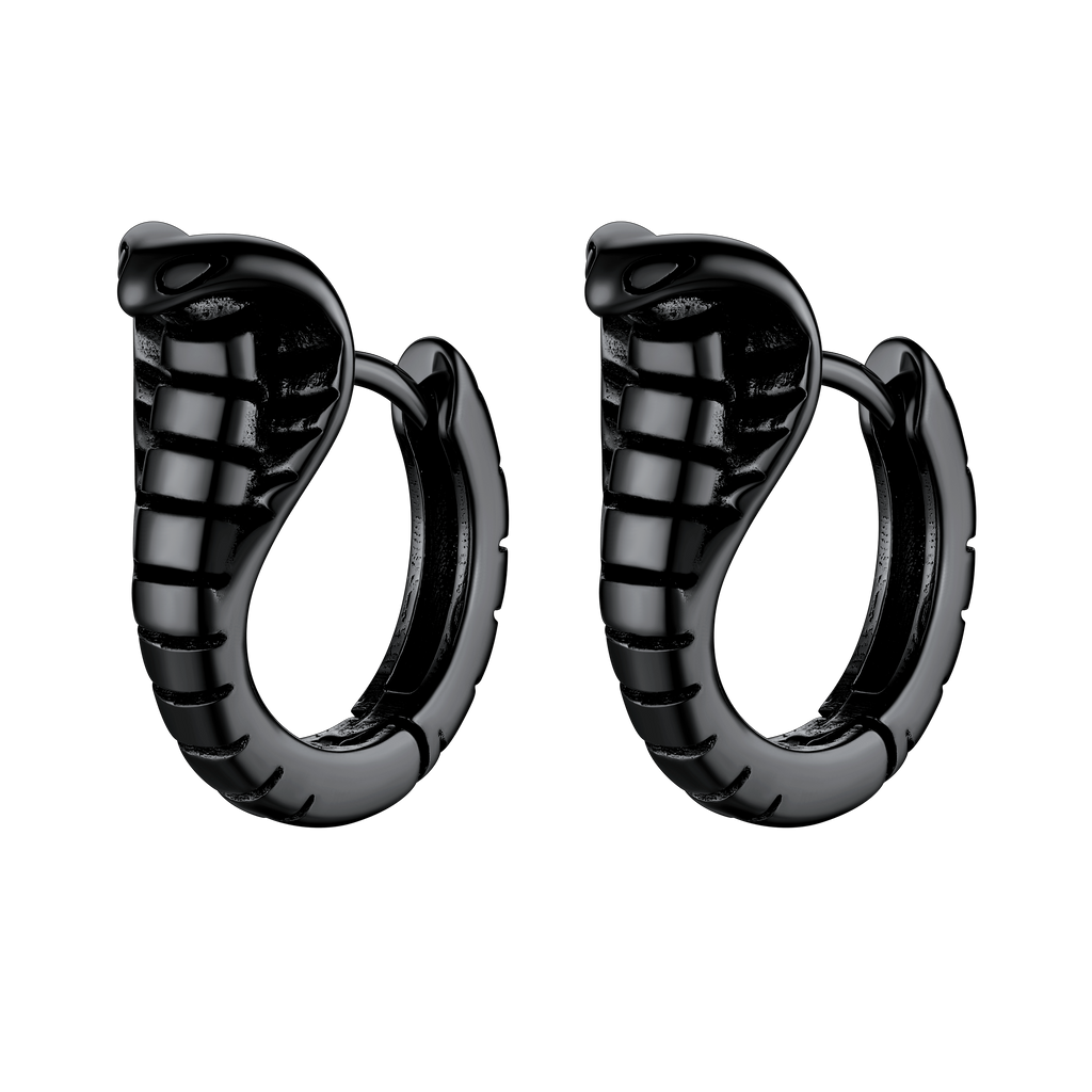 Gothic Punk Snake Hoop Earrings for